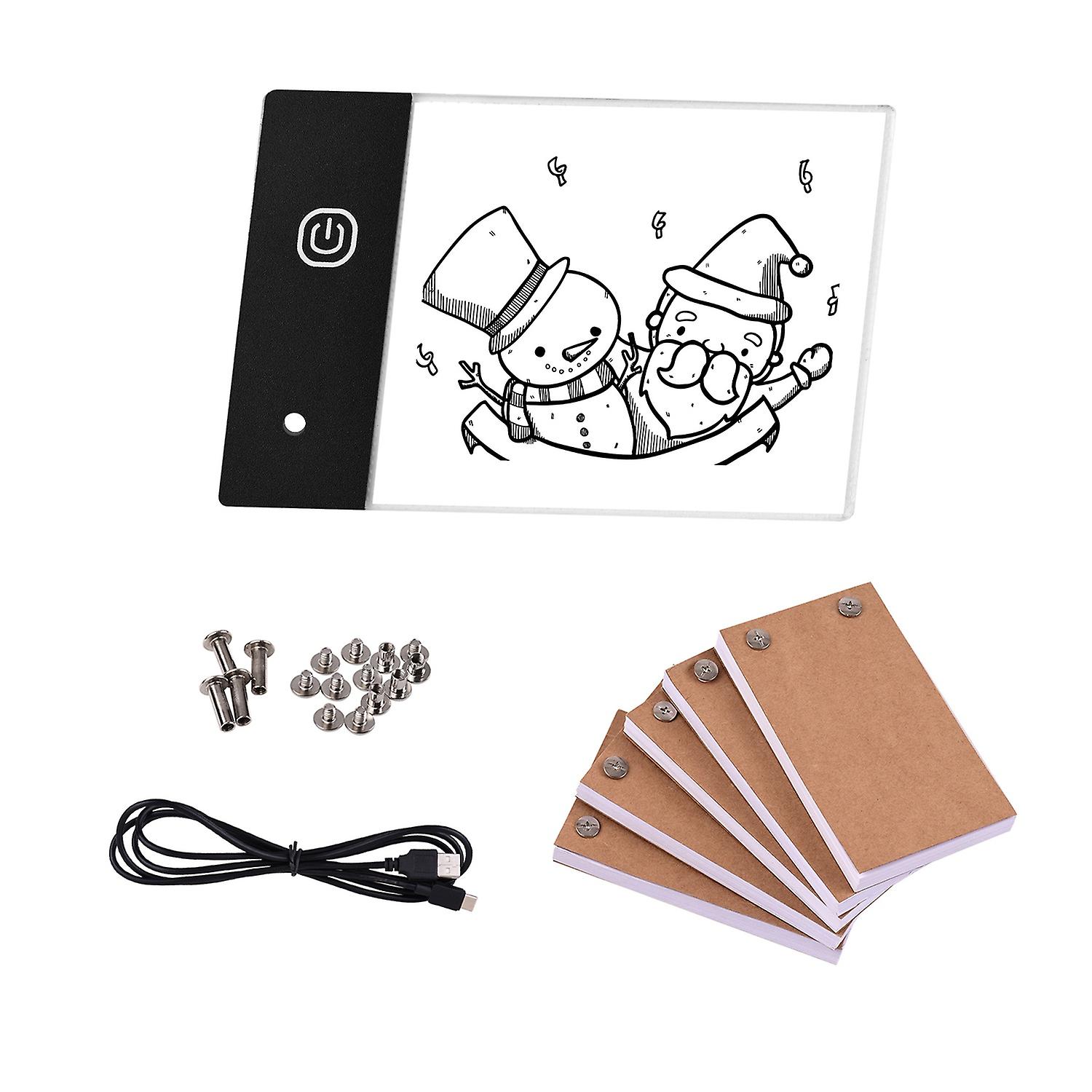Flip Book Kit with Mini LED Light Pad Hole Design 3 Level Brightness Control Light Box 300 Sheets An
