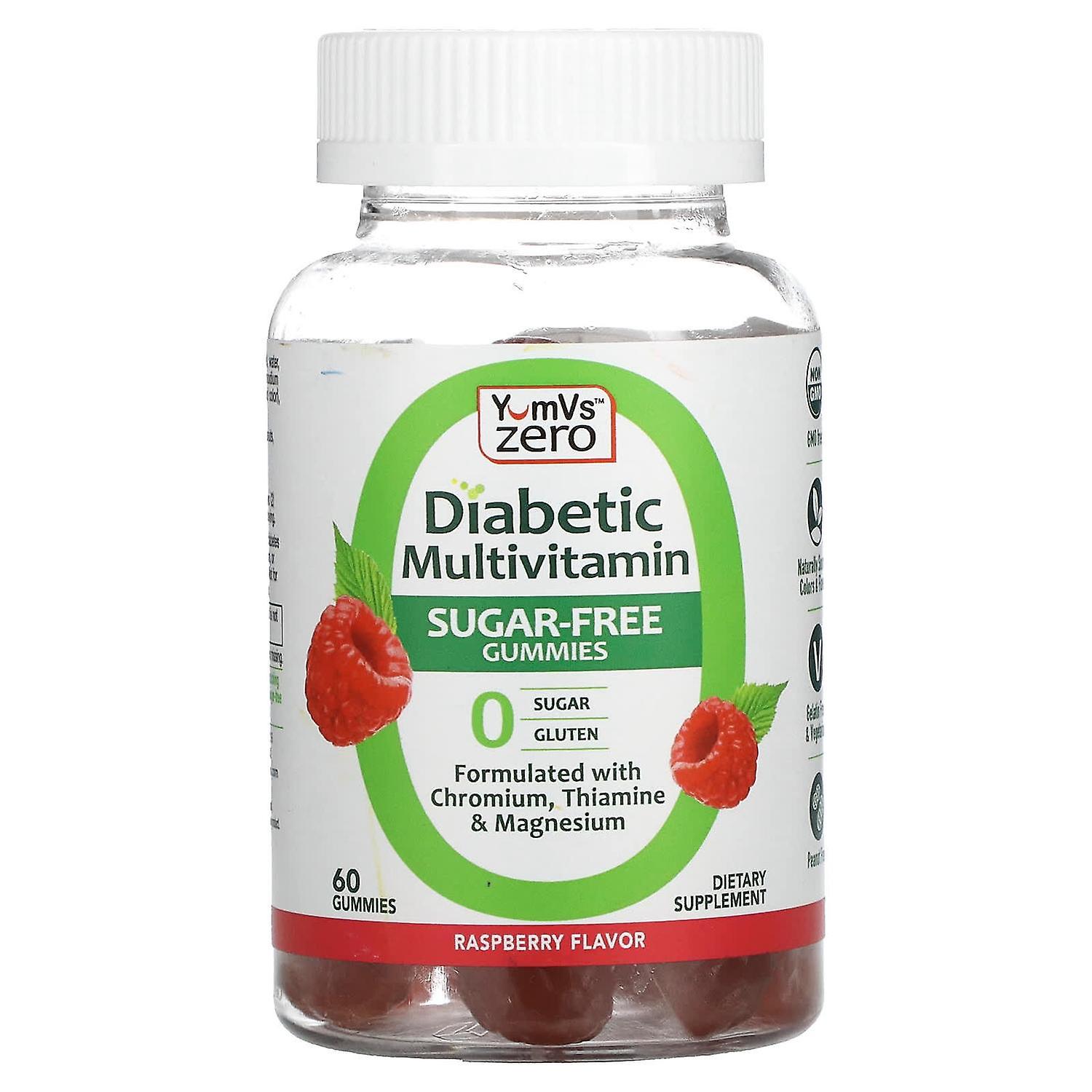 Yum-Vs, Diabetic Multivitamin, Sugar Free, Raspberry, 60 Gummies