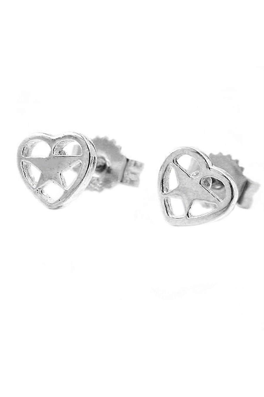 Earrings Heart With Star Silver 925 - Gl92102