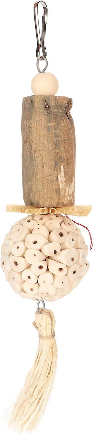 Sola Stick Bird Toys, Fun Interactive Soft Ball Log Sola Wood Corn Leaf Silk Parrot Chew Toys, Relieve Boredom Hanging Bird Toys for Parakeets Parrotl