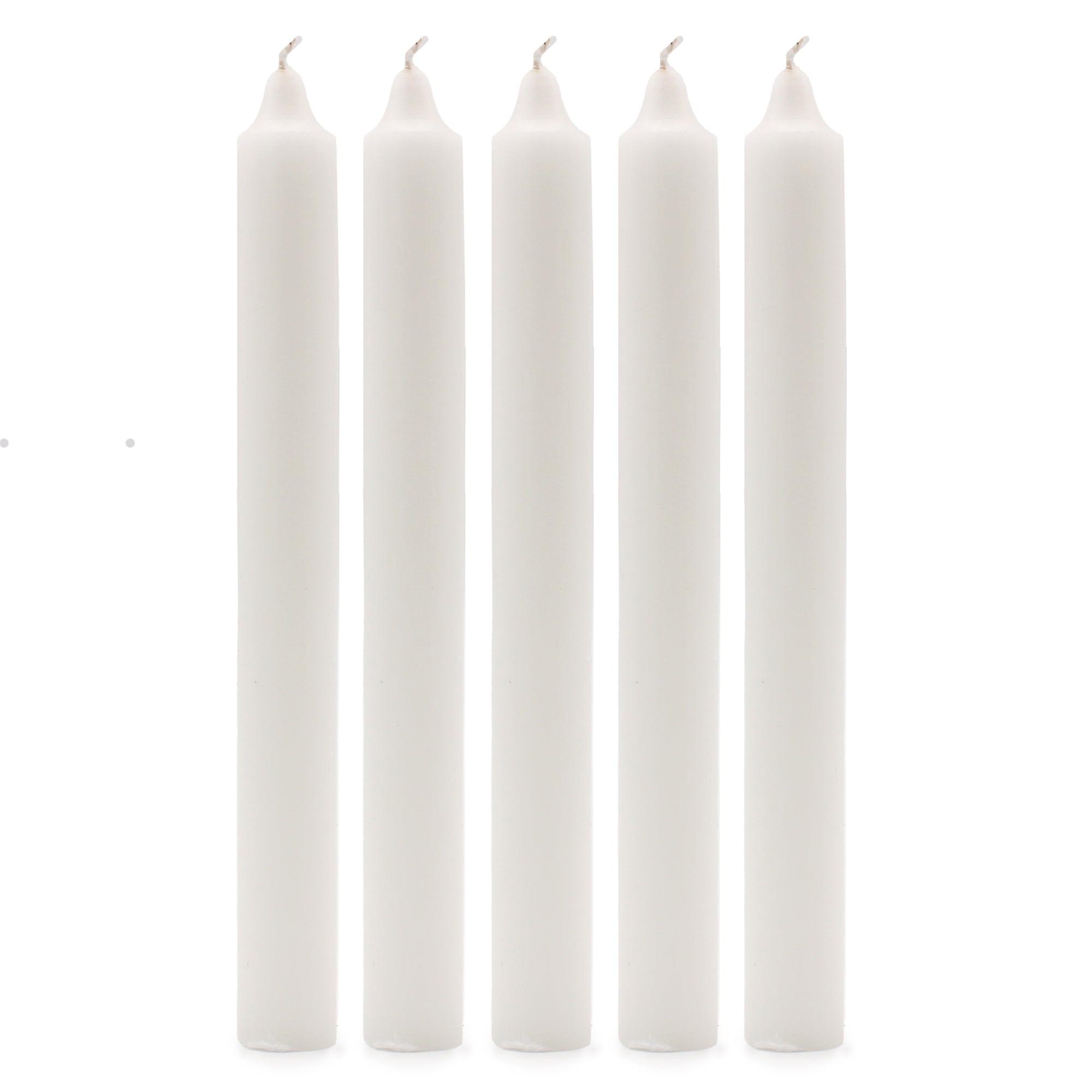 Pack Of 5 Rustic White Solid Colour Dinner Candles