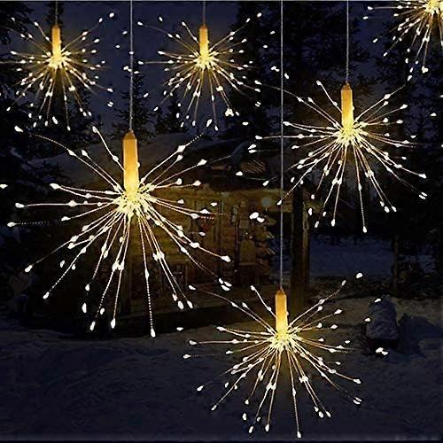 Lumires de Nol (120 lumires), IP65 Waterproof Remote Control Battery Box Copper Wire Explosion LED Fireworks String Decoration Lights