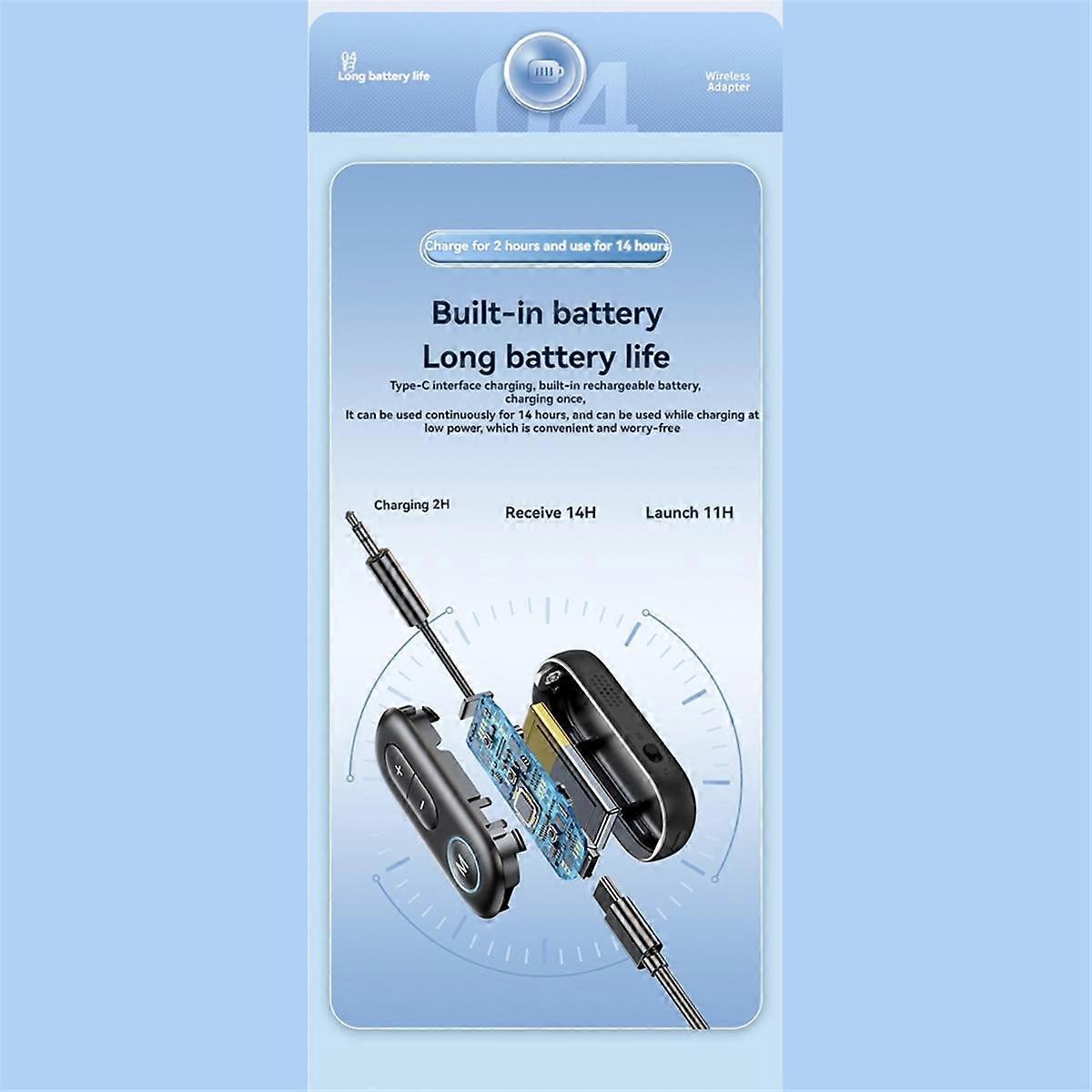 2 in 1 Bluetooth 5.4 Receiver Transmitter Adapter 3.5mm Aux Wireless Audio Receiver Transmitter for Speaker PC TV