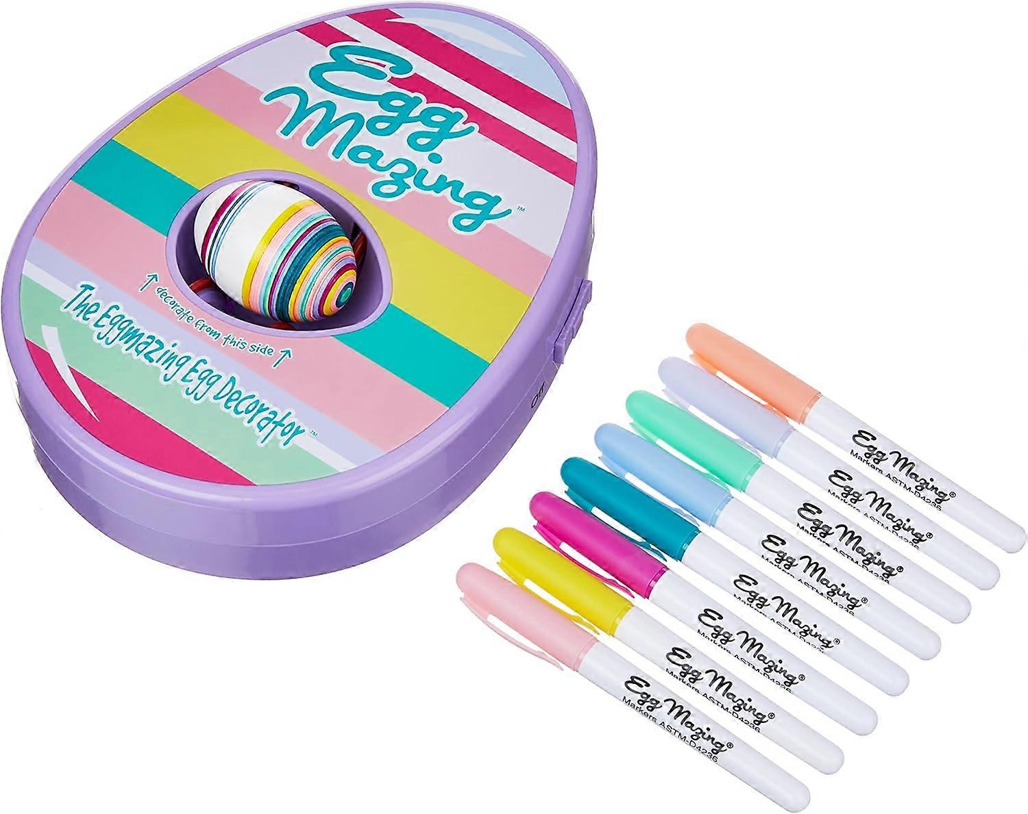 Easter Egg Decorator Kit - Arts and Crafts Set - Includes Egg Decorating Spinner and 8 Colorful Quick Drying Non Toxic Markers (Purple)