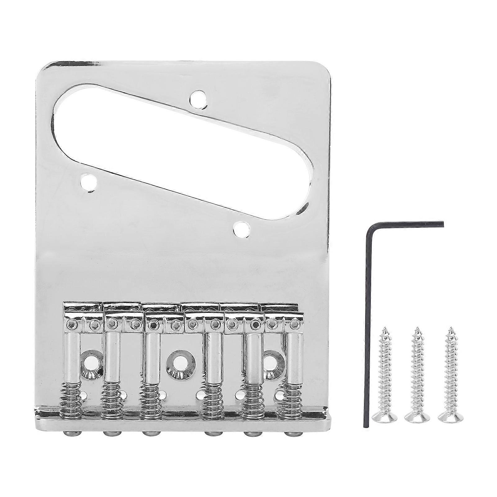 Saddle Bridge Metal Silver 6?String Hardtail Fixed Replacement for TL Electric Guitar