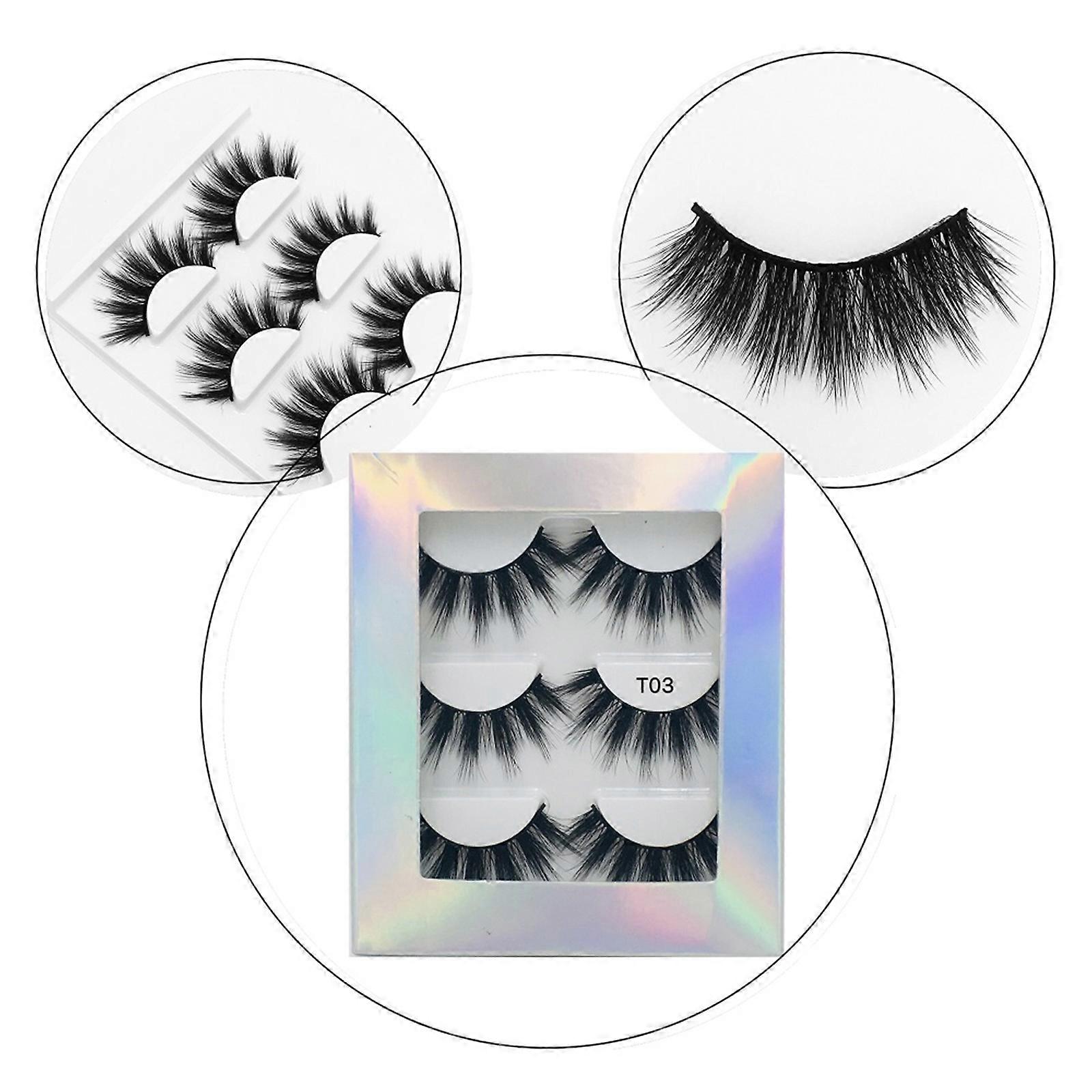 20mm 3 pairs of Mink Lashes false eyelashes multi-layer thickened eyelashes