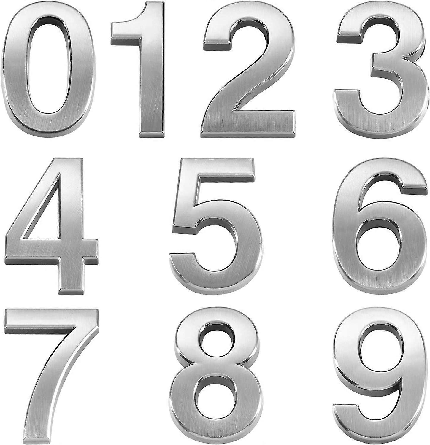 10pcs Homemade Plaque Number Mailbox Numbers Self-Adhesive Door Drosses 0-9 Address Numbersliver