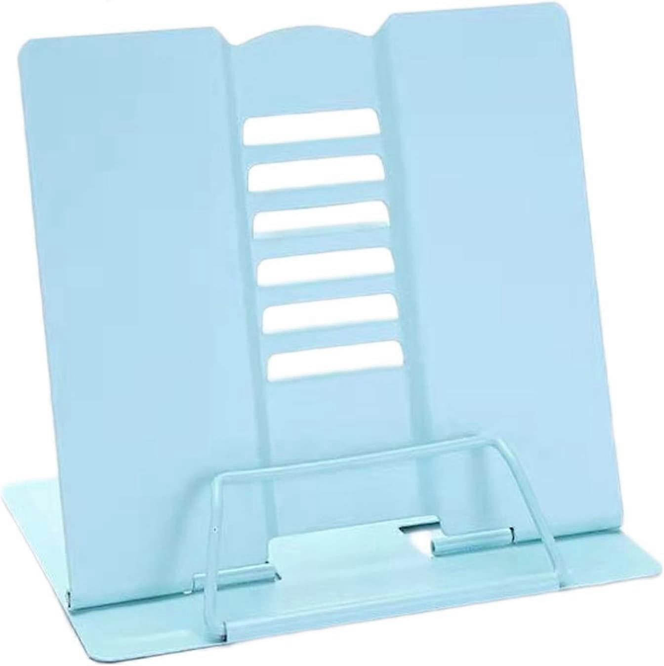 Adjustable Non-Slip Recipe Music Book Stand, Multi-Function Metal Easel (light blue)