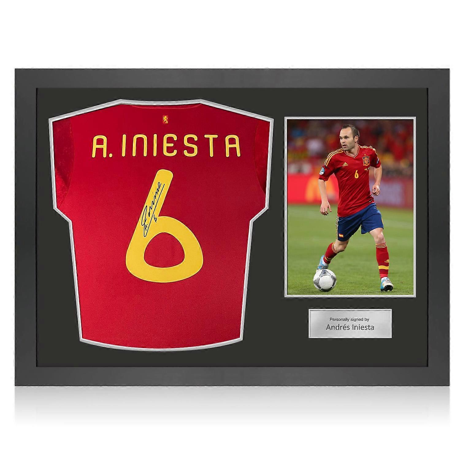Ο Andres Iniesta υπέγραψε τη φανέλα ποδοσφαίρου της Ισπανίας 2020. Πλαίσιο εικονιδίων