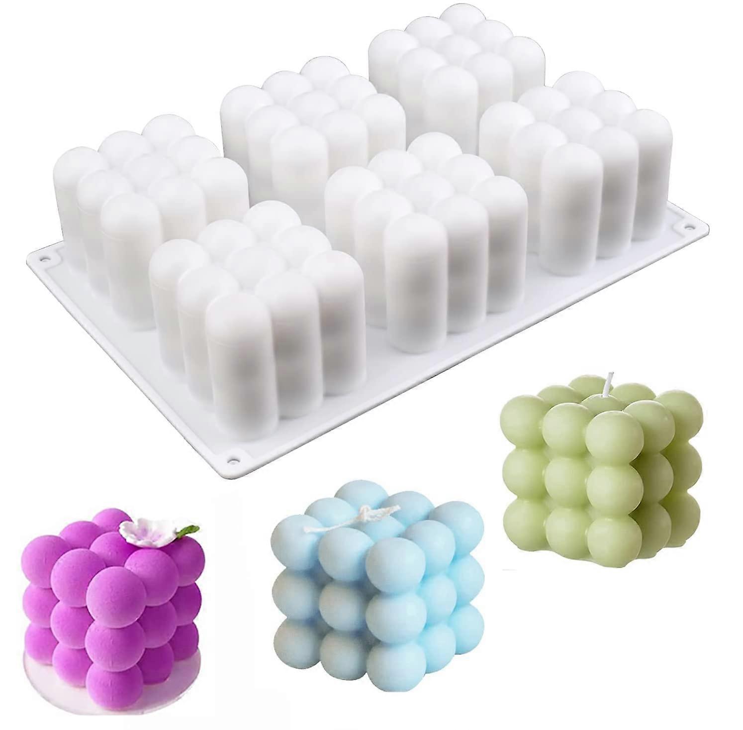 Bubble Candle Molds, 3D Bubble Cube Silicone Mold for Candles Soap Making, DIY Candles and Cake Decoration, Easy to Demold