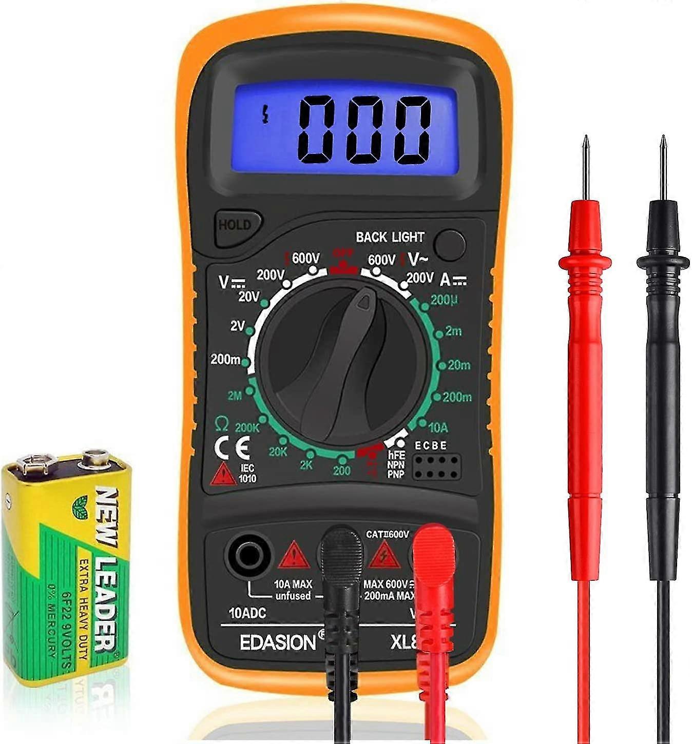 Digital Multimeter Car Battery Circuit Multi Tester Voltmeter Ammeter Ohm Ac/dc Voltage Dc Current Continuity Resistance Diodes Transistor Electrical