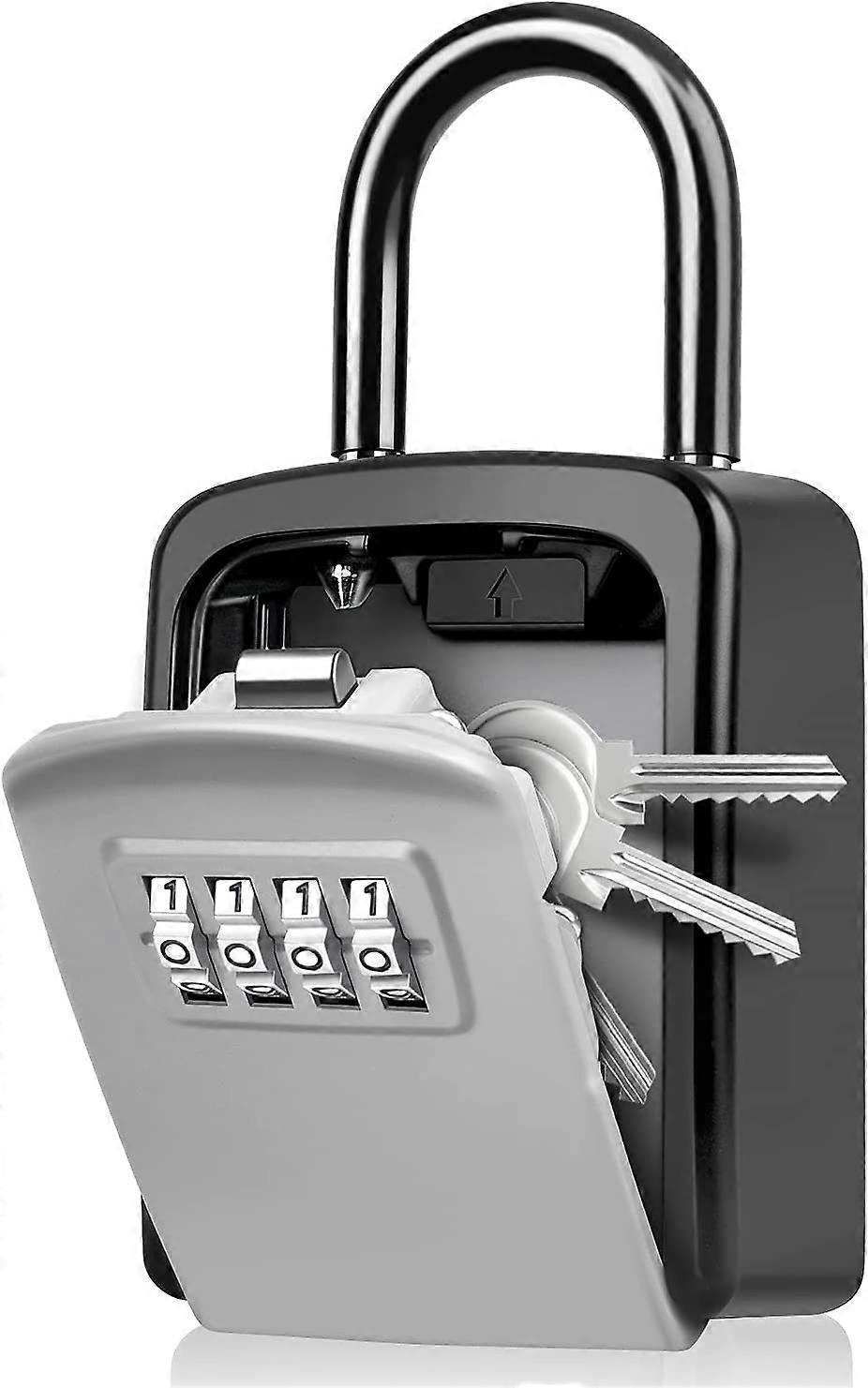 ドアハンドル用キーロックボックス防水リセット可能な4桁コンビネーションロックボックス屋外用キー、屋外用ハンギングキーセーフティボックス、小さなキー収納ボックス