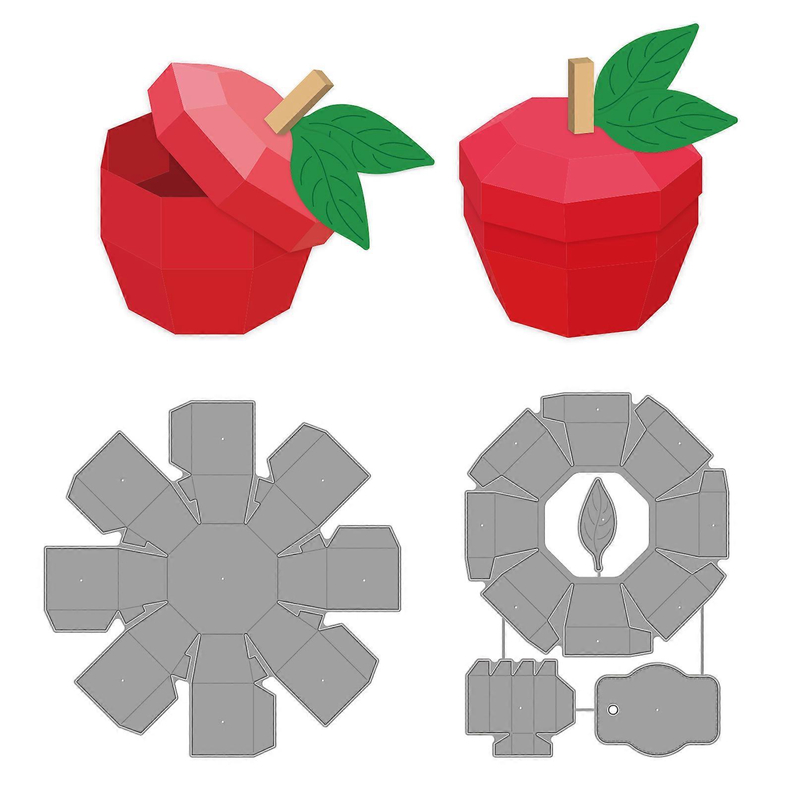 2Pcs 3D Fruit Gift Box Pattern Decoration Template Reusable carbon steel Stencil