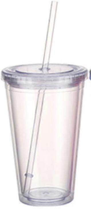 Clear Insulated Tumblers, Plastic Tumbler Cups, Double Wall Tumblers With Lid And Reusable Straw(500ml)