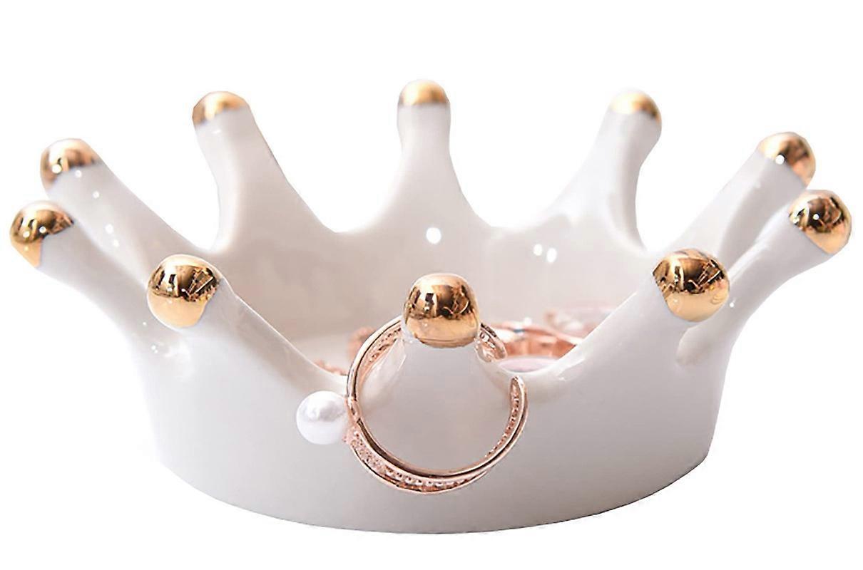 Royal Ceramic Crown Ring Holder Trinket Tray Ring Dish Jewelry Stand