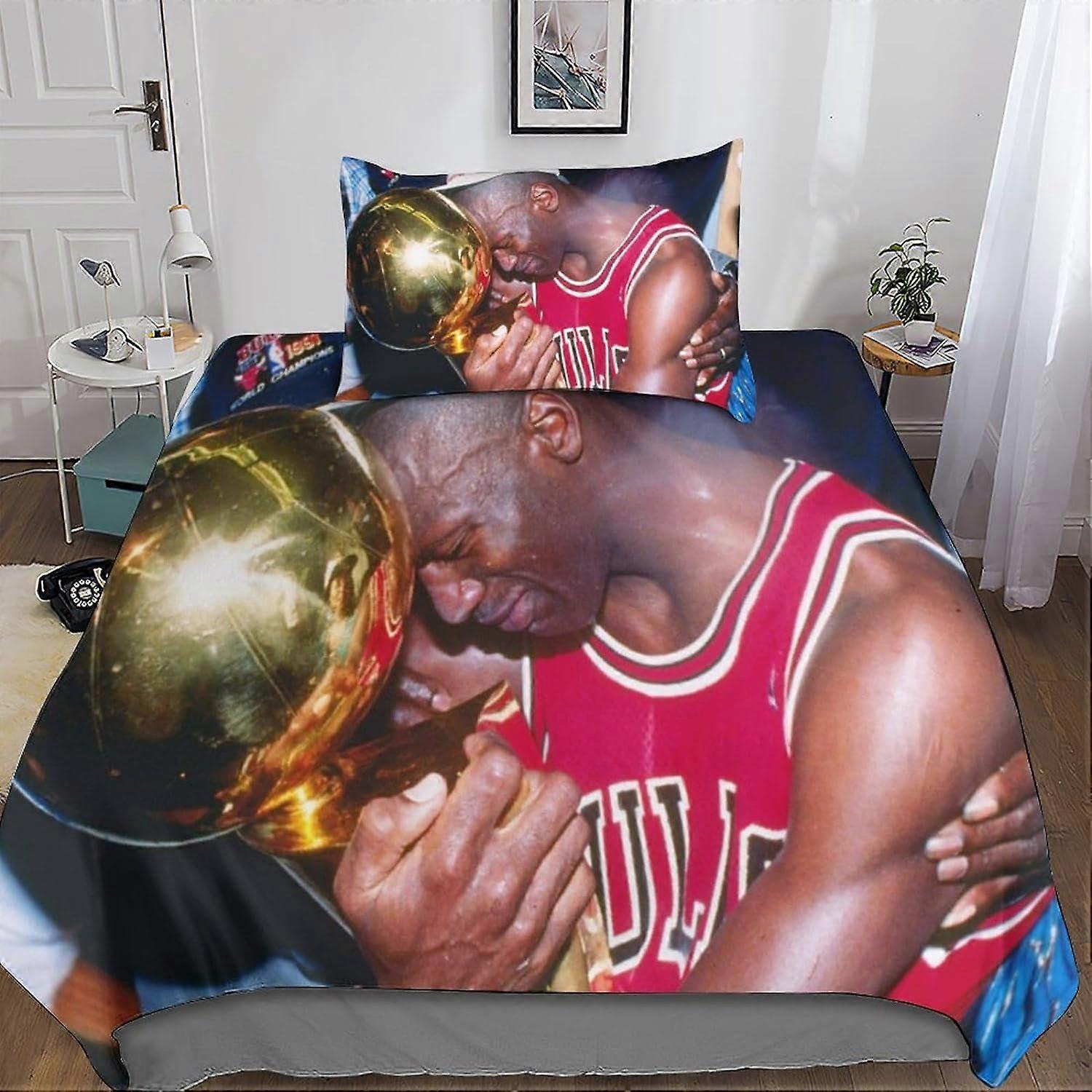 Michael Jordan 3D Duvet Cover Sets, NBA Bedding Set and Pillowcase for Single or Double Bed Microfiber with Zipper Closure 2 Pcs Single