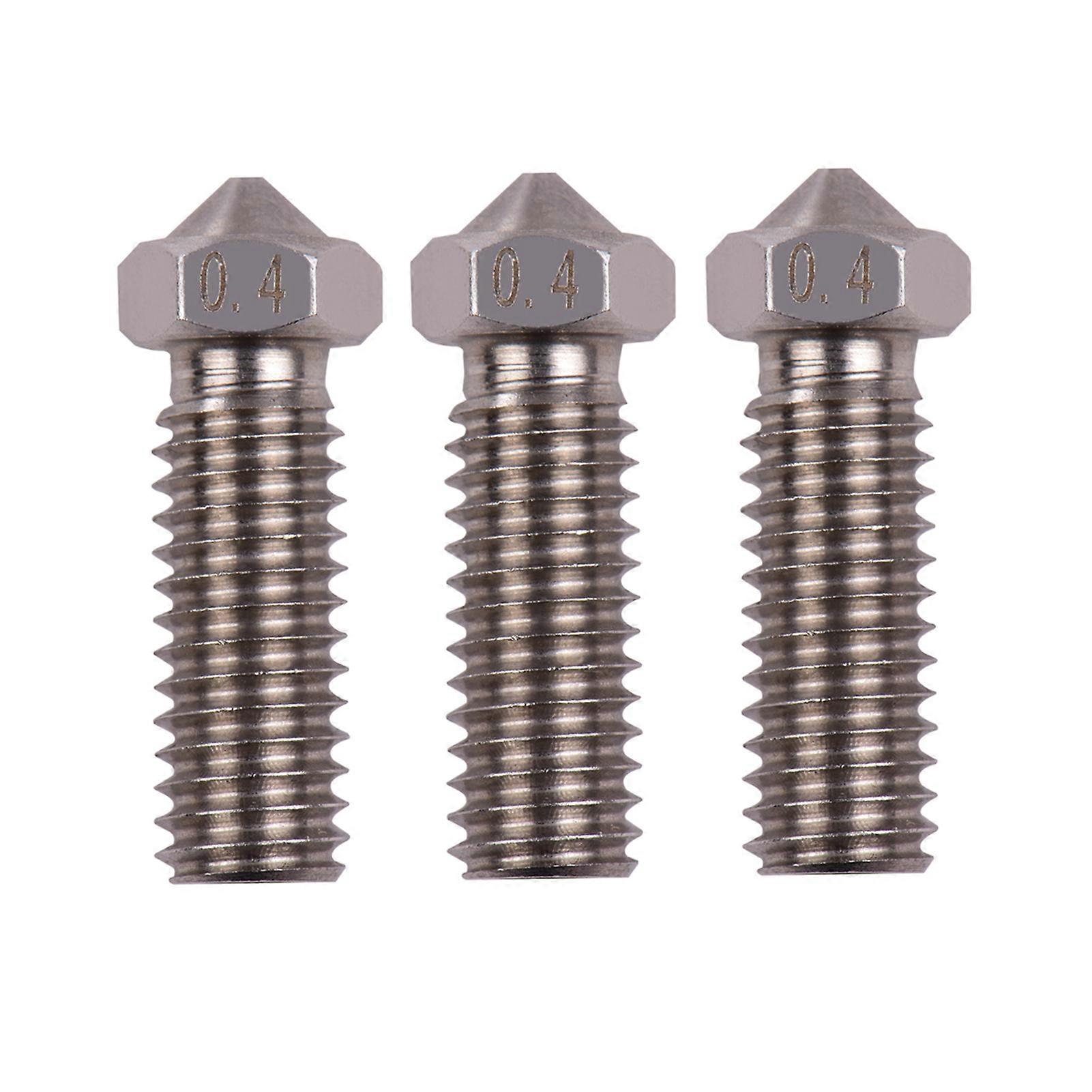 3pcs 3D Printer Extruder Stainless Steel Volcano Nozzle M6 Thread Printer Head 0.4mm Output for Sidewinder X1 TEVO Little Monster 1.75mm Filament