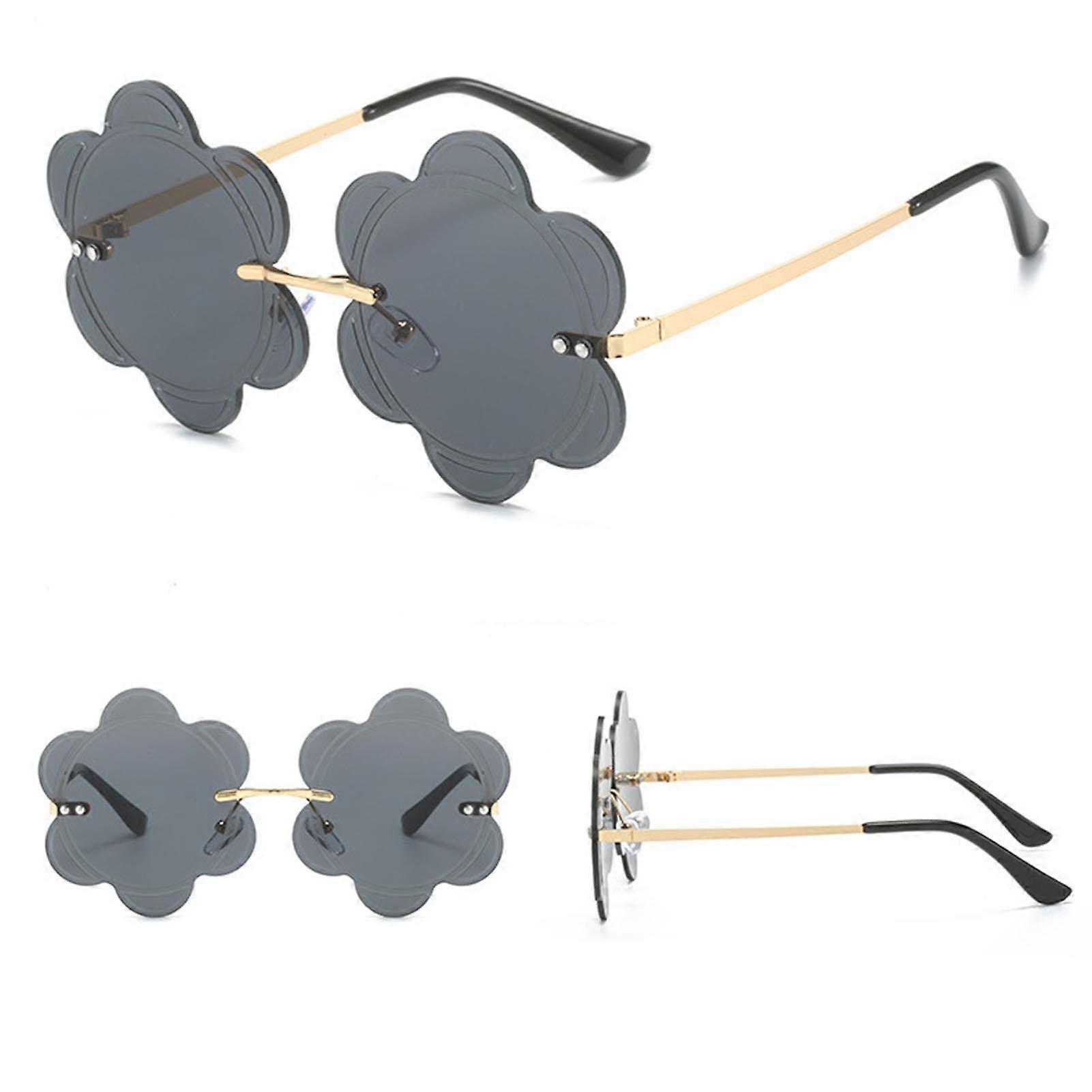 Rimless Ins Flower Shape Sunglasses Lightweight Wear Novelty Party Sunglasses for Fancy Dress Costume Party