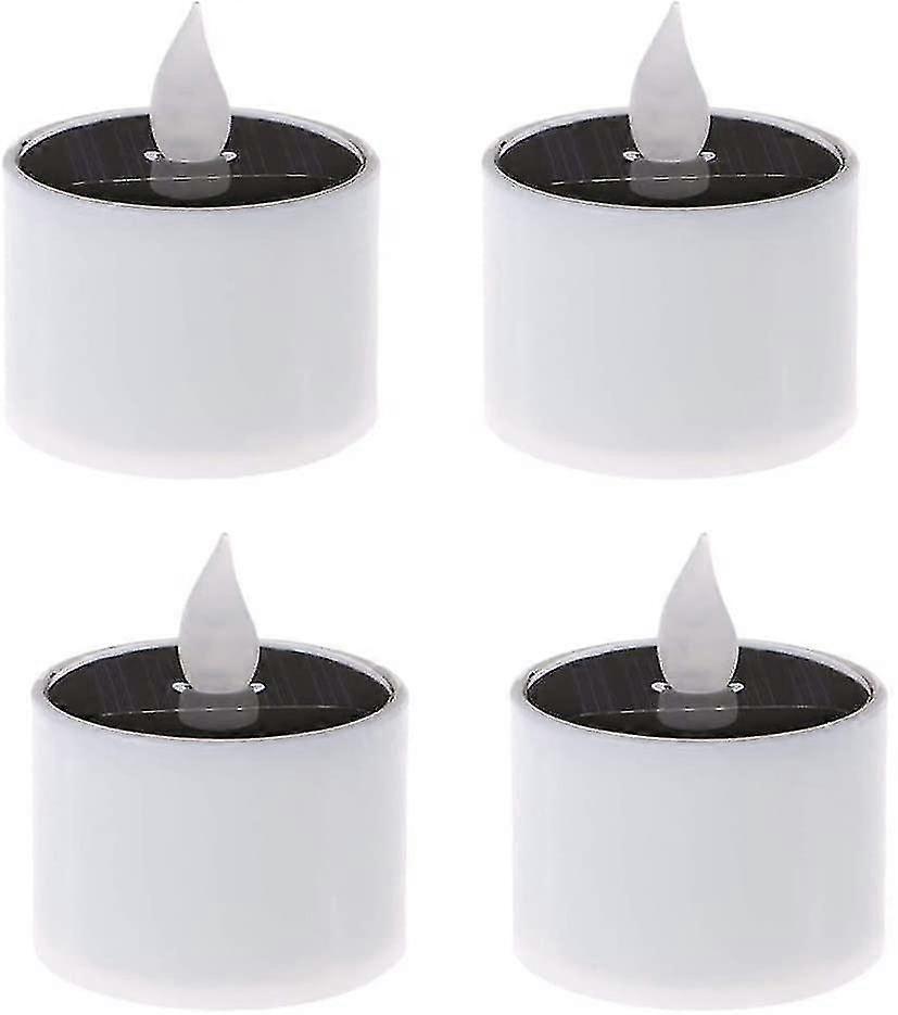 sollys: sett med 4 solcelleledede telys, ip65, hvit