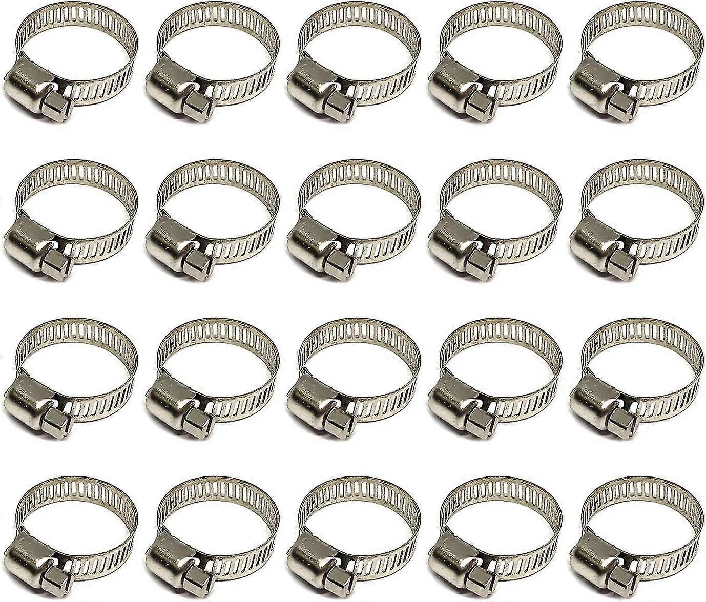 20pcs Hose Clamp 304 Stainless Steel for Soft Hose with OD 16-25mm, Clip Width 8mm, Sturdy and Rust Resistant Hose Clamp