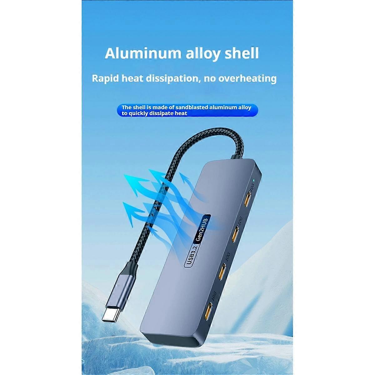 4 Ports USB C HUB 10Gbps High Speed USB C Splitter for Laptops PC Accessories Tablet Phone Hard Dri