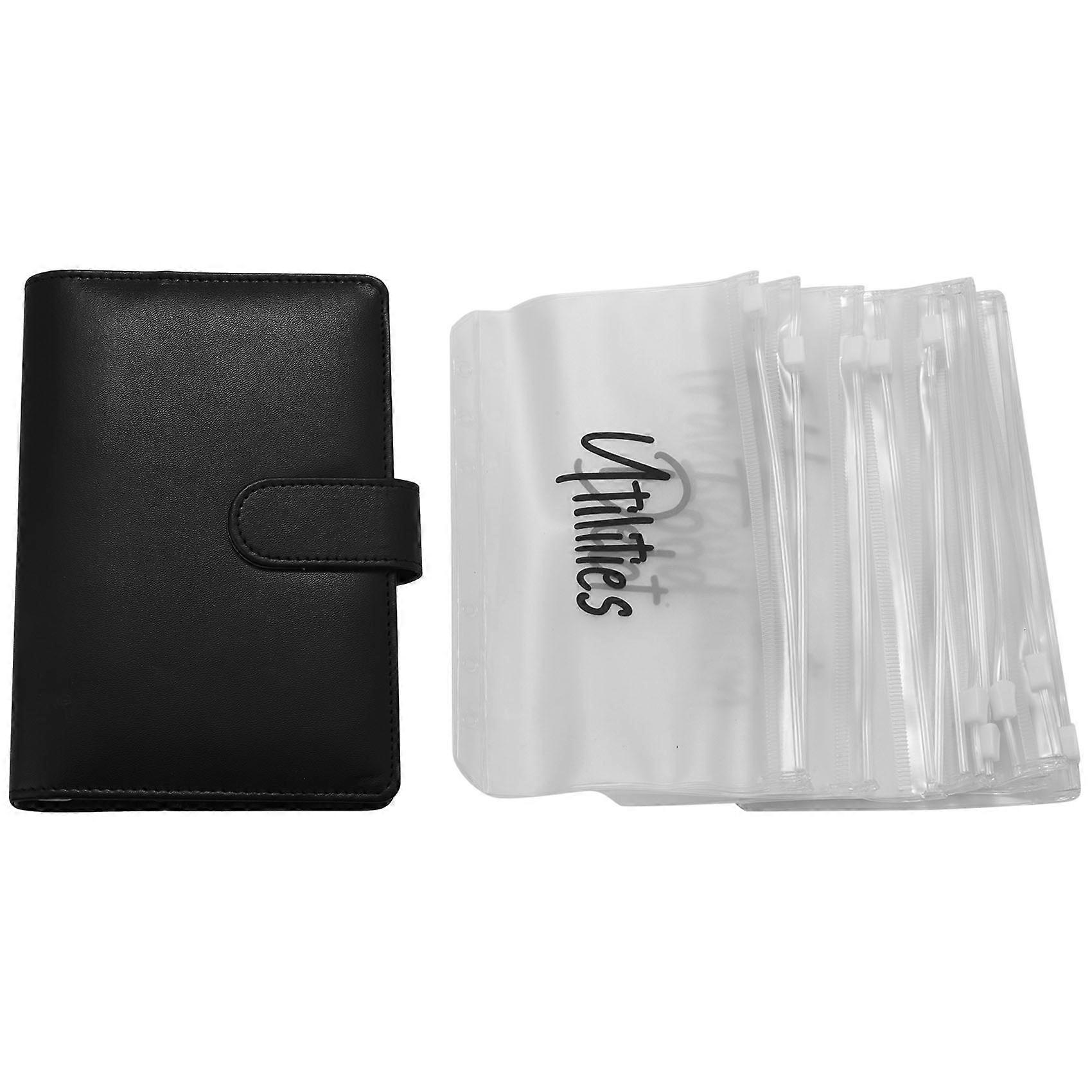 A6 PU Leather Notebook Magnetic Personal Planning Binder with 12 Binder Pockets Binder Zipper Folde