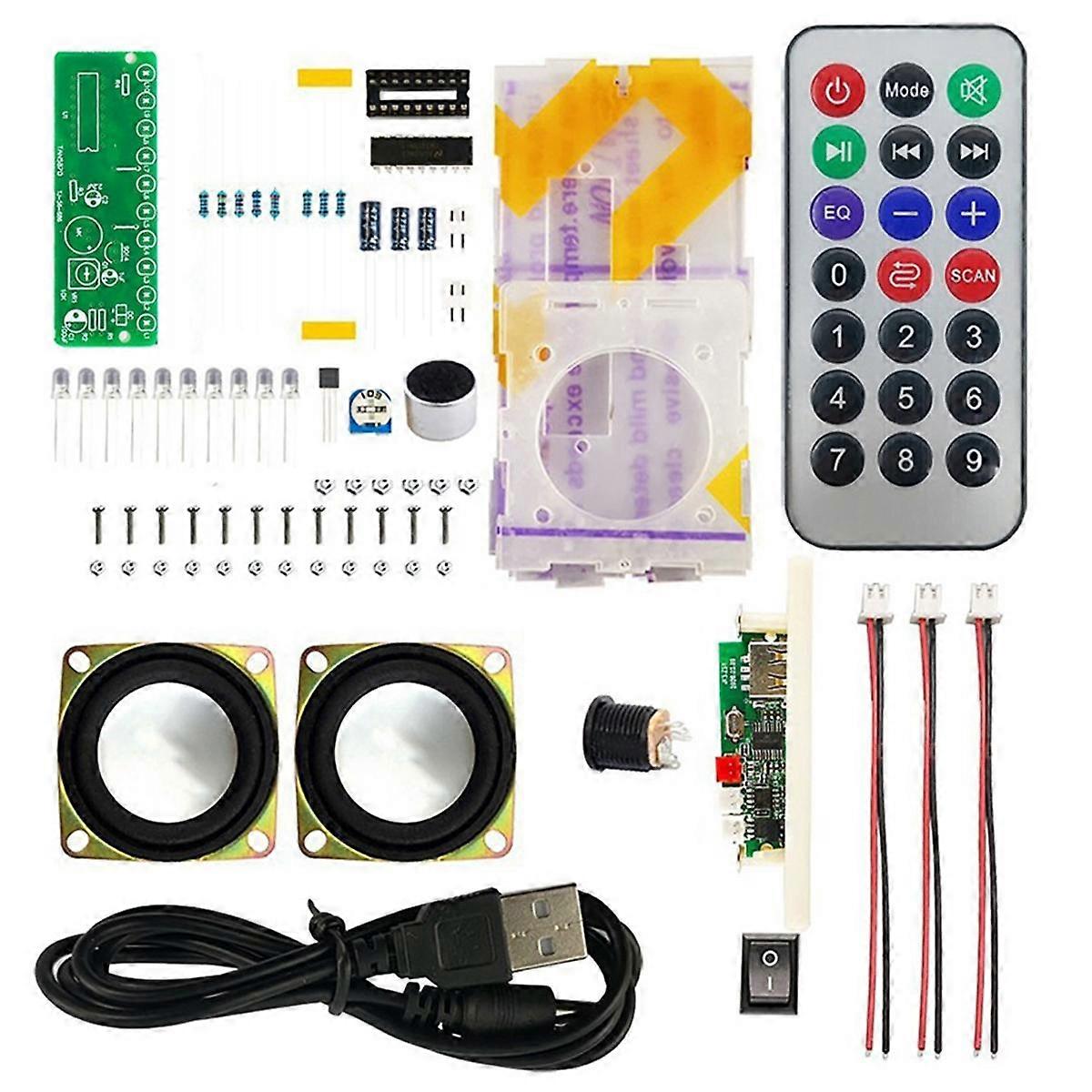 DIY Bluetooth Speaker Electronic Kit Two-Channel Multi-Functional Music Spectrum MP3 Amplifier Weld