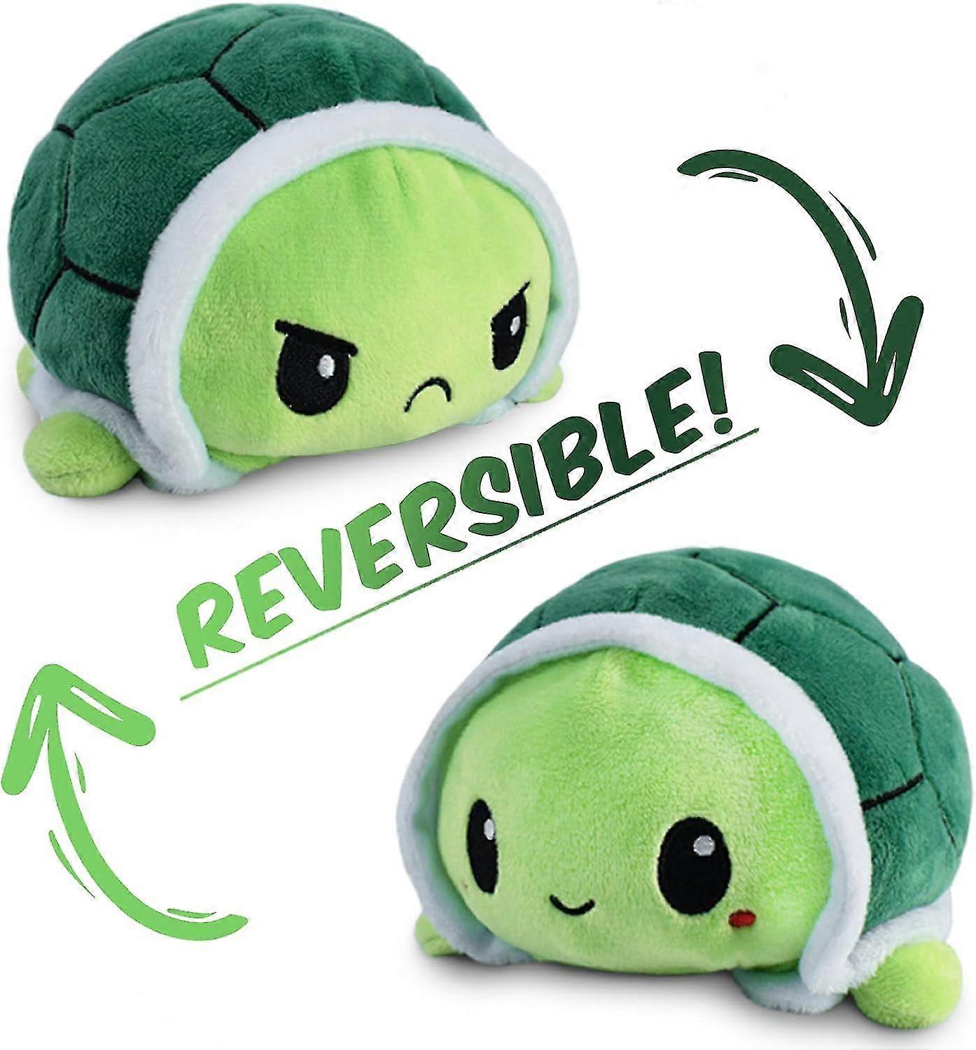 SSRGV Double Sided Turtle Plush Happy Sad Turtle Fluffy Cute Mini Plush Turtle For All Ages Green