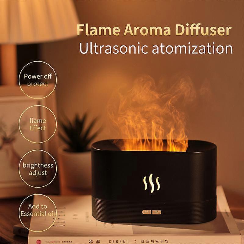 Essential Oil Diffuser With Flame Night Light, 180ml Silent Aromatherapy Atomizing Humidifier, Essential Oil Diffuser With Automatic Safety Switch