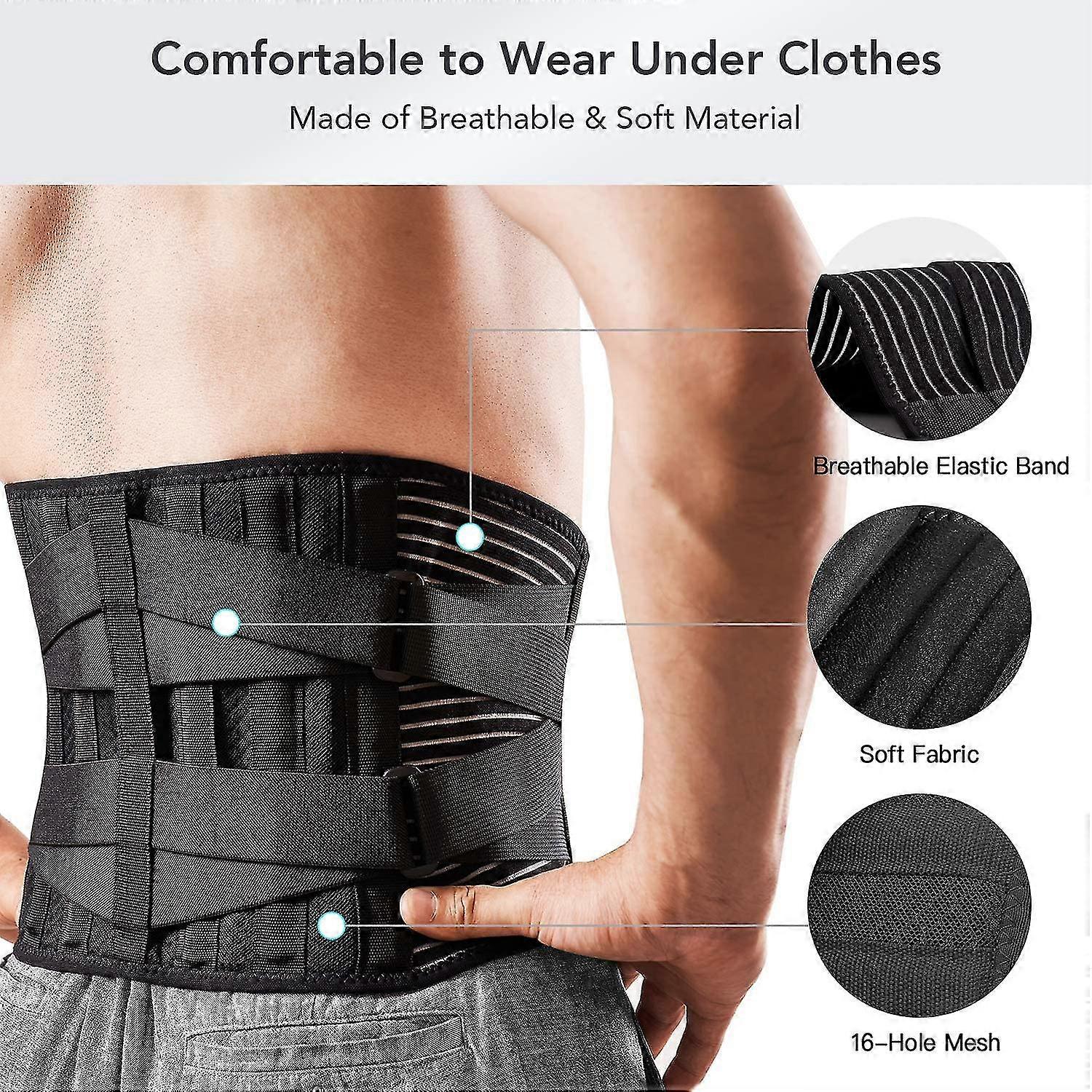 Back Brace For Lower Back Pain Relief With 4 Stays, Back Support