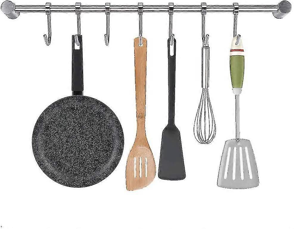 50cm Utensil Rack Wall Bar Kitchen Utensils 304 Stainless Steel With 8 Sliding