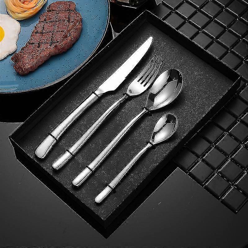 304 Stainless Steel Moonlight 668 Tableware Four-piece Set Restaurant Hotel Coarse Tooth Steak Knife Fork Dessert Spoon