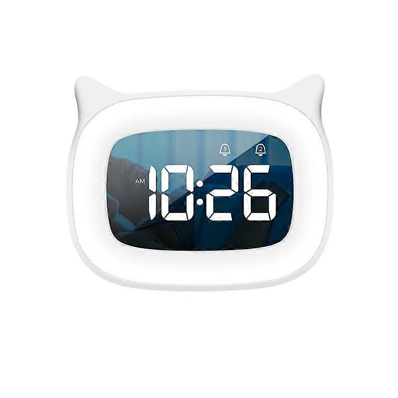 Rechargable Music Digital Alarm Clock Night Light Touch Snooze Always-on Display Desktop Table Clock 12/24H Dual Alarm LED Clock