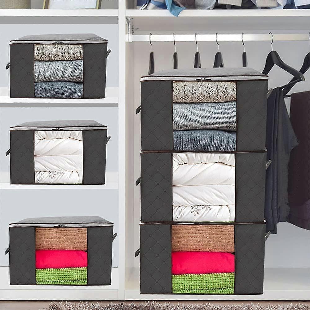 Clothes And Blanket Storage Bag Storage Bag 90l Large Capacity With Reinforced Handle And Thick Non-Woven Fabric For Bedding Foldable Breathable Close