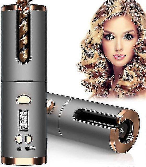 Wireless Automatic Hair Curler Rechargeable Rotating Curling Iron Led Display Temperature Adjustable