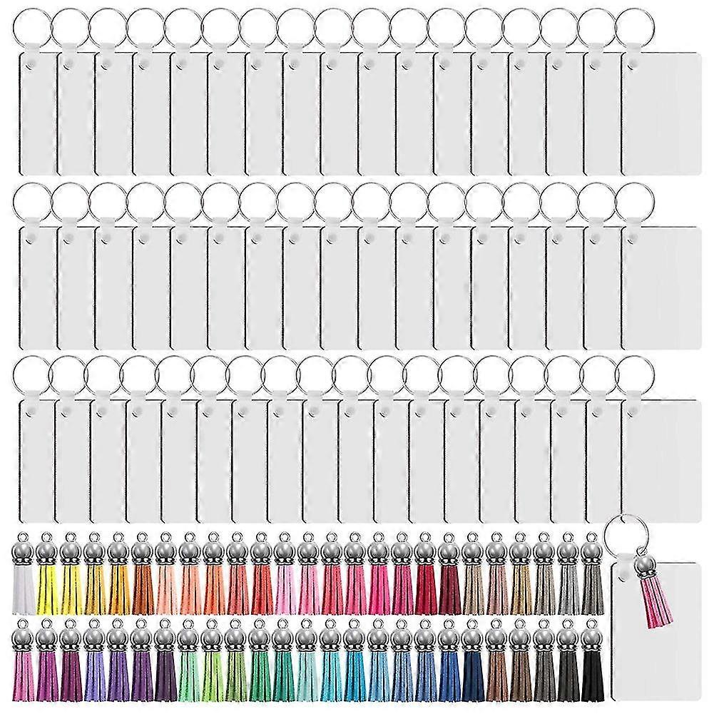 200pcs Sublimation Keychain Blanks Set Rectangle Heat Transfer Blanks Keychain Tassels With Key Rin