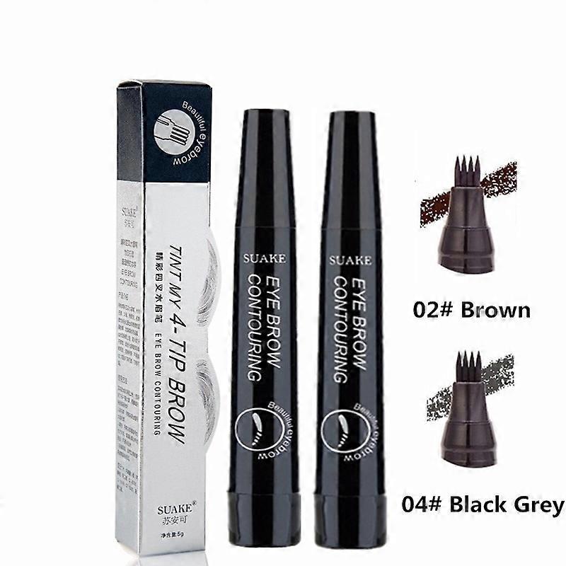 2PCS Eyebrow Pencil Waterproof Liquid Eyebrow Pen Makeup Long Lasting 4 Fork Tip Brow Pen Cosmetic Microblade Brow Pencil TSLM1