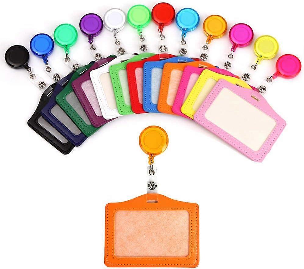 10st PU Läder ID-bricka Namnkorthållare med infällbar ID-bricka rulle