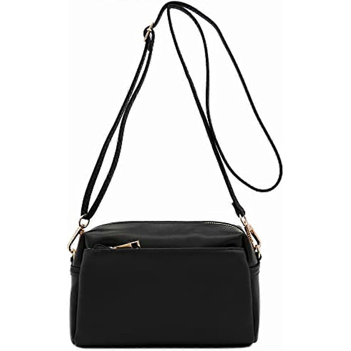 Triple zip small messenger bag