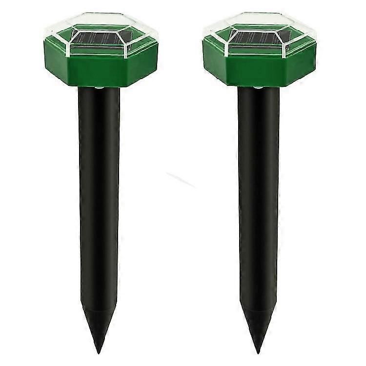 2 Pcs Solar Mole Repellant, Ultrasonic Led Mole Repeller, Vole Repeller,quick Results With Extreme Radius Of Effect Repels Vole