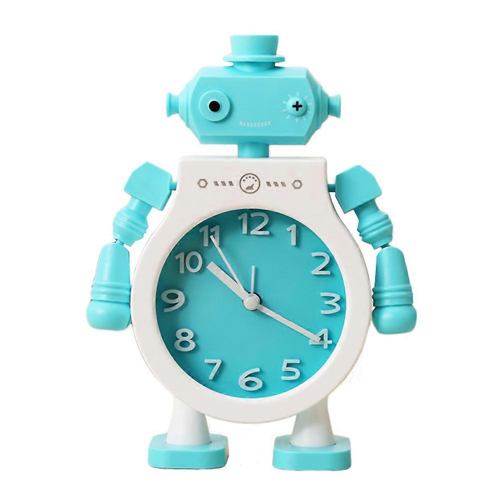 Creative robot small alarm clock Novelty desk Blue desk clock