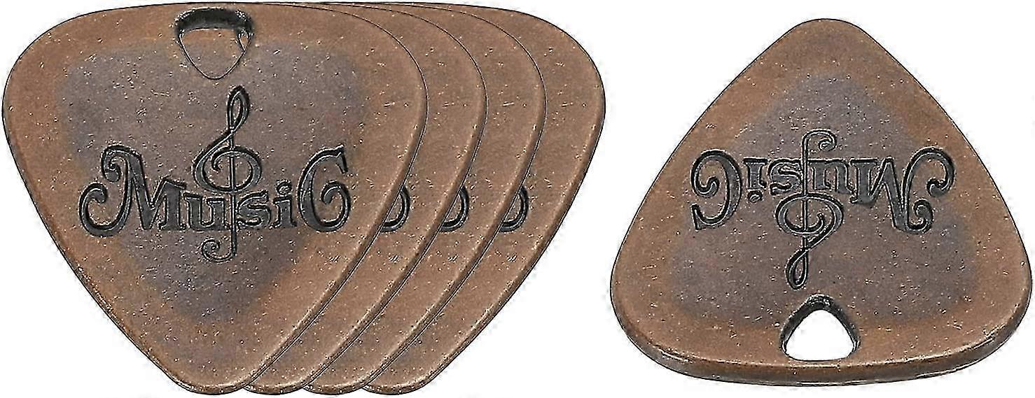 Gitarrplektrum 2 mm tjock metall kopparfärgad för gitarr musikinstrument 5-pack