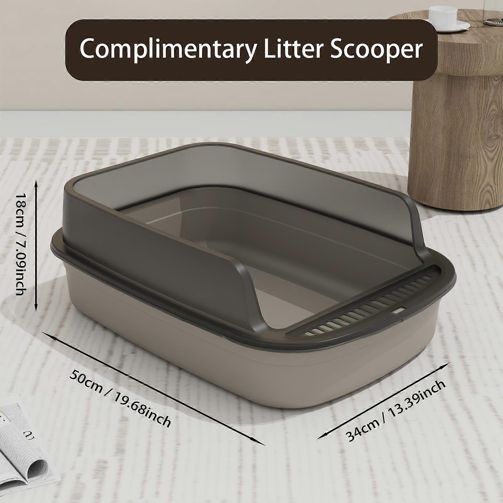 "Sleek Design" Semi-Enclosed Cat Litter Box With High Sides - Medium Size, Anti-Splash Design, Easy Clean, Non-Stick Base, Fits Cats Up To 15Lbs, Incl