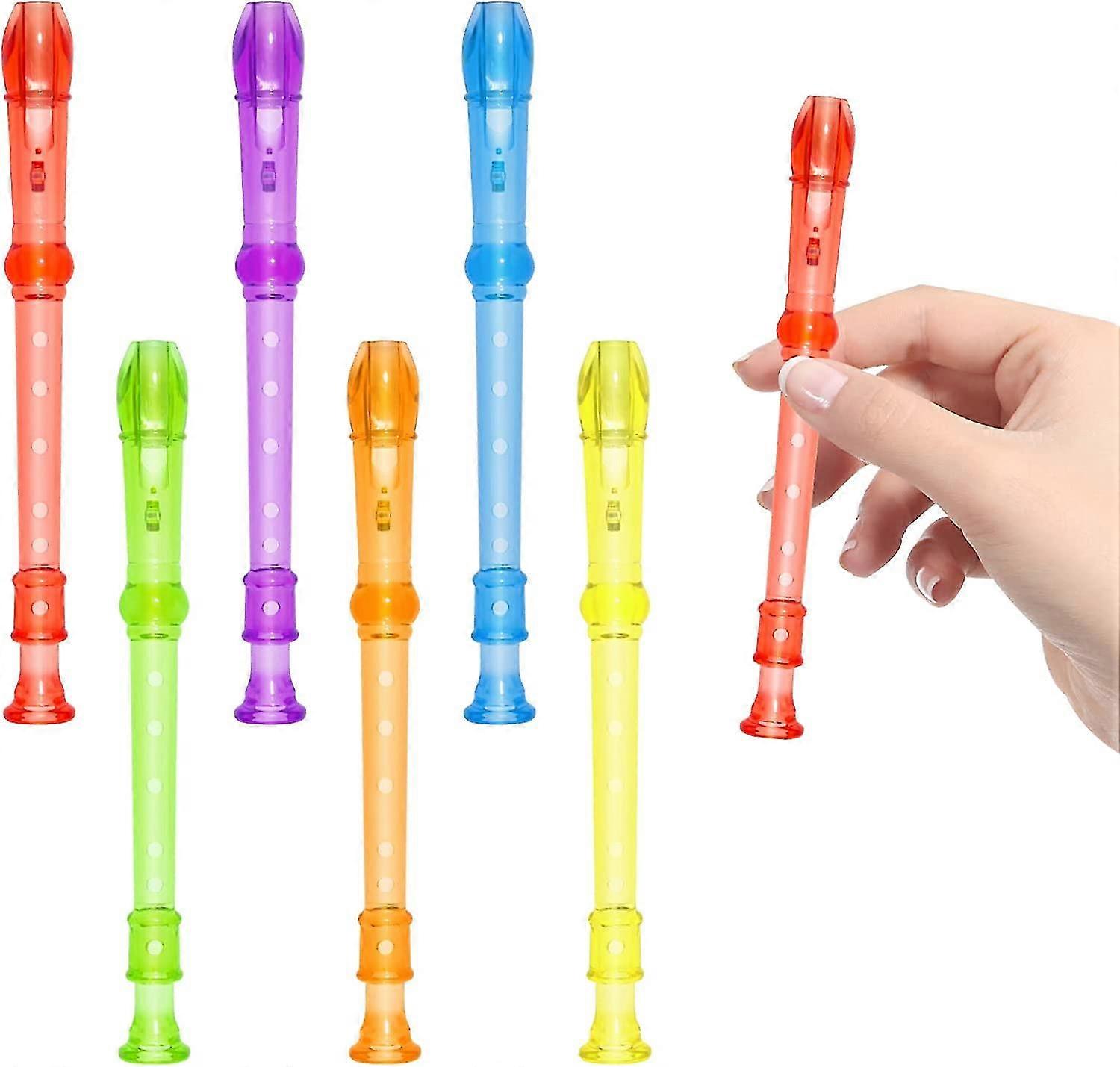 6 Pieces Mini Translucent Soprano Recorder Plastic 6 Hole Soprano Descant Recorder Music Flute for School Student, Random Color