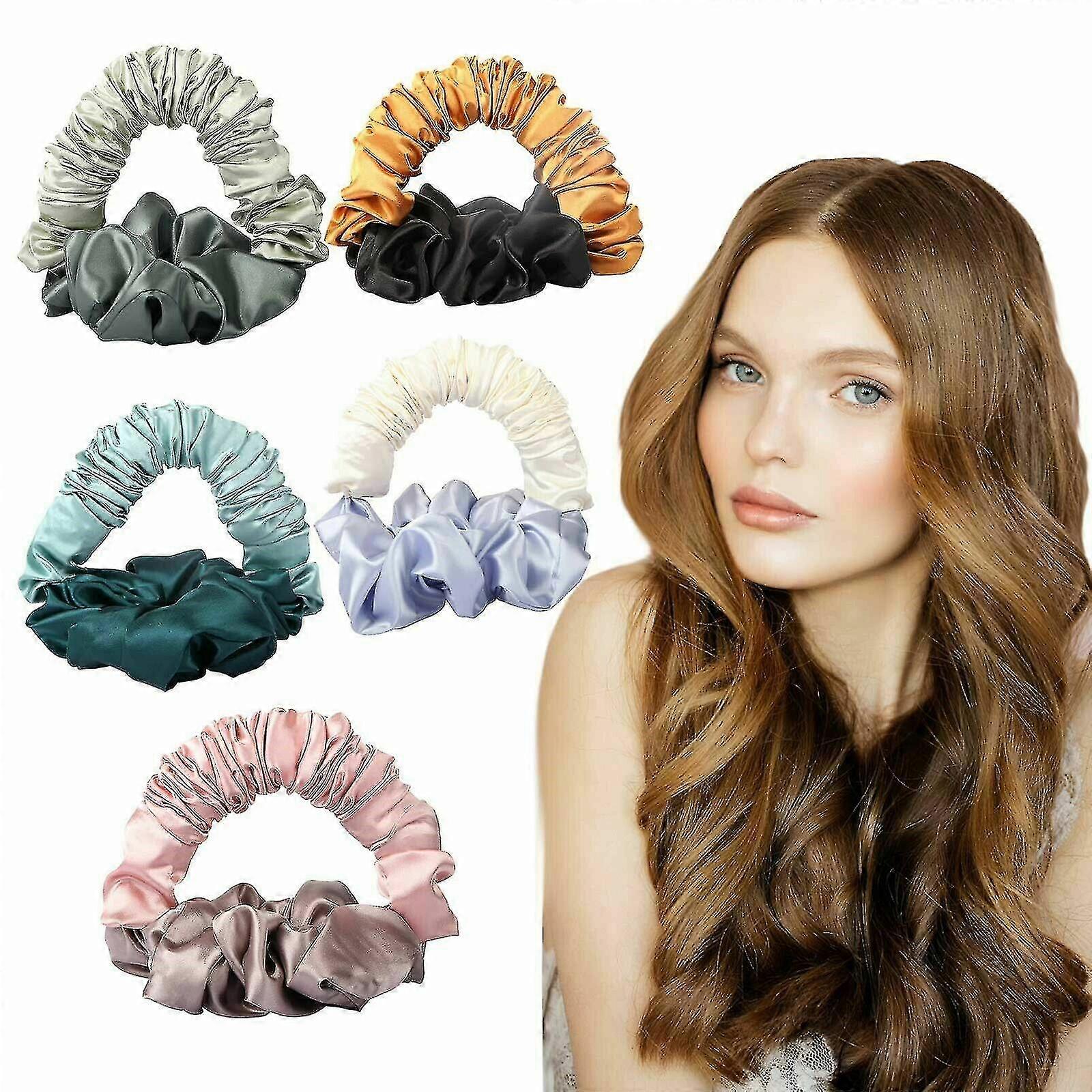 2 adet Yumuşak Isısız Kıvırma Kafa Bandı No Isı Ponytail Saç Bandı Saç Kıvırıcı Scrunchie