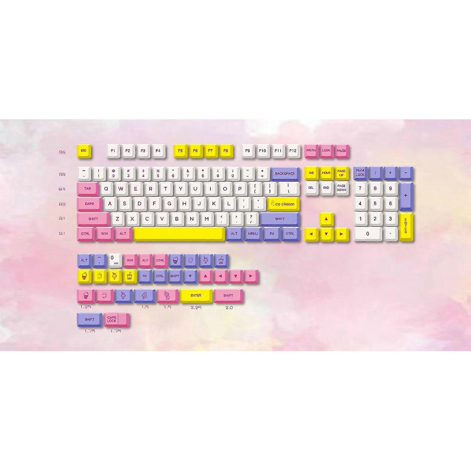135 Keys/Set Ice Cream for Key Caps For MX Switch Mechanical Keyboard PBT Dye Su
