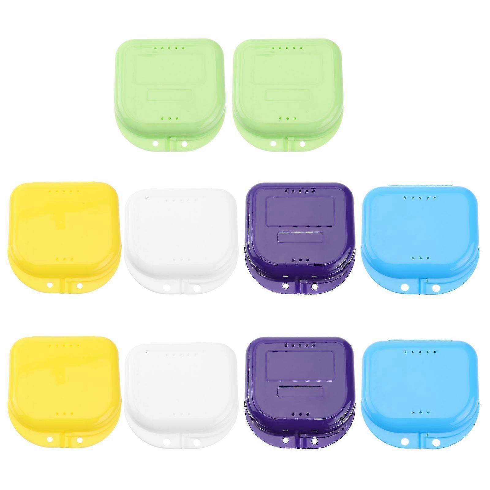10Pcs Zahn Buchse Box Tragbare Zahnspangen Box Kieferorthopädische Retainer Container Prothese Halter Gemischte Farbe