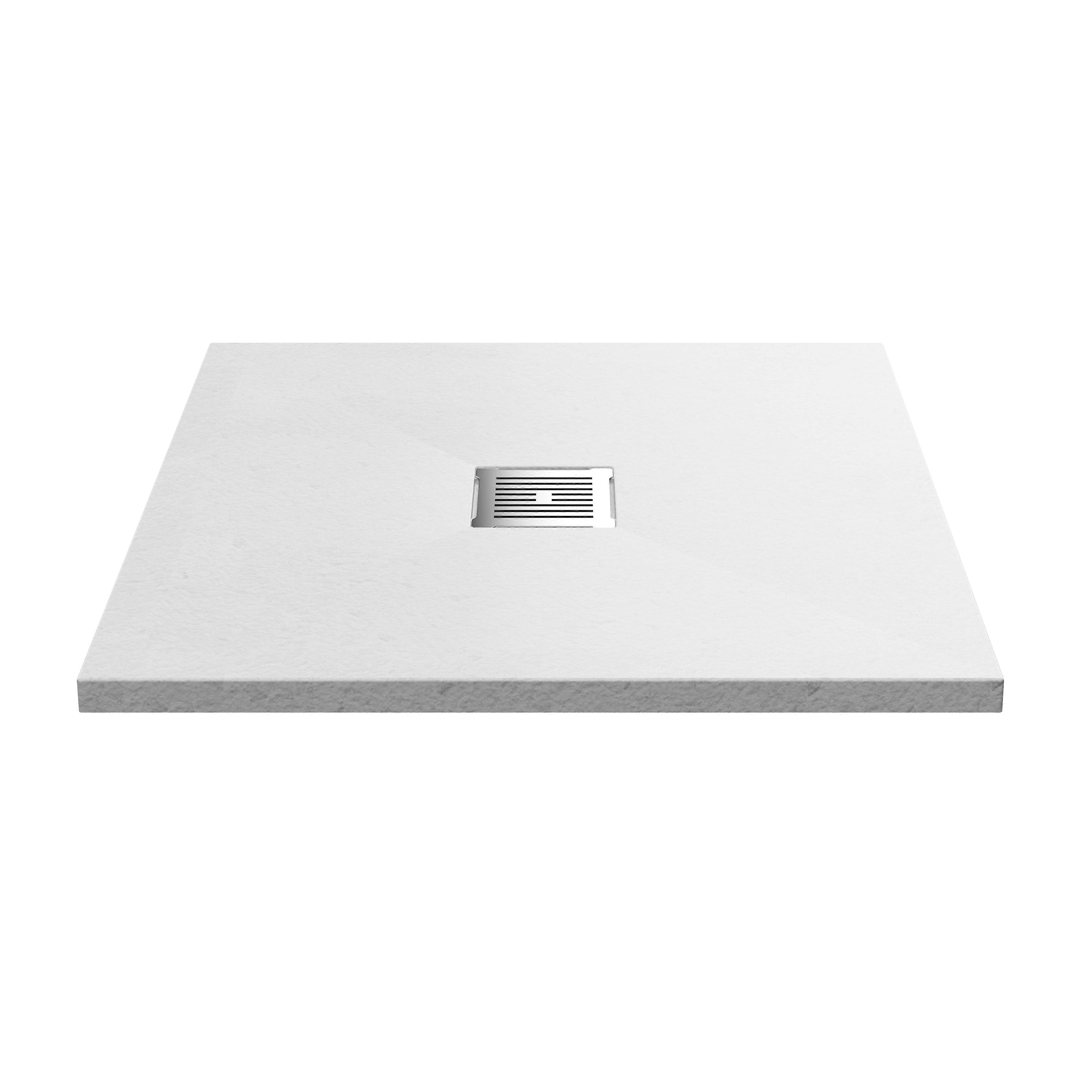800mm Premium Slimline Square Shower Tray - Slate White