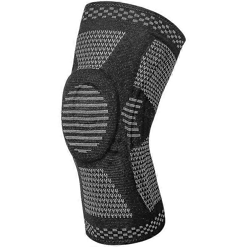 (black, Xl) Sports Knee Pads With Silicone Pads And Knitted Side Stabilizers