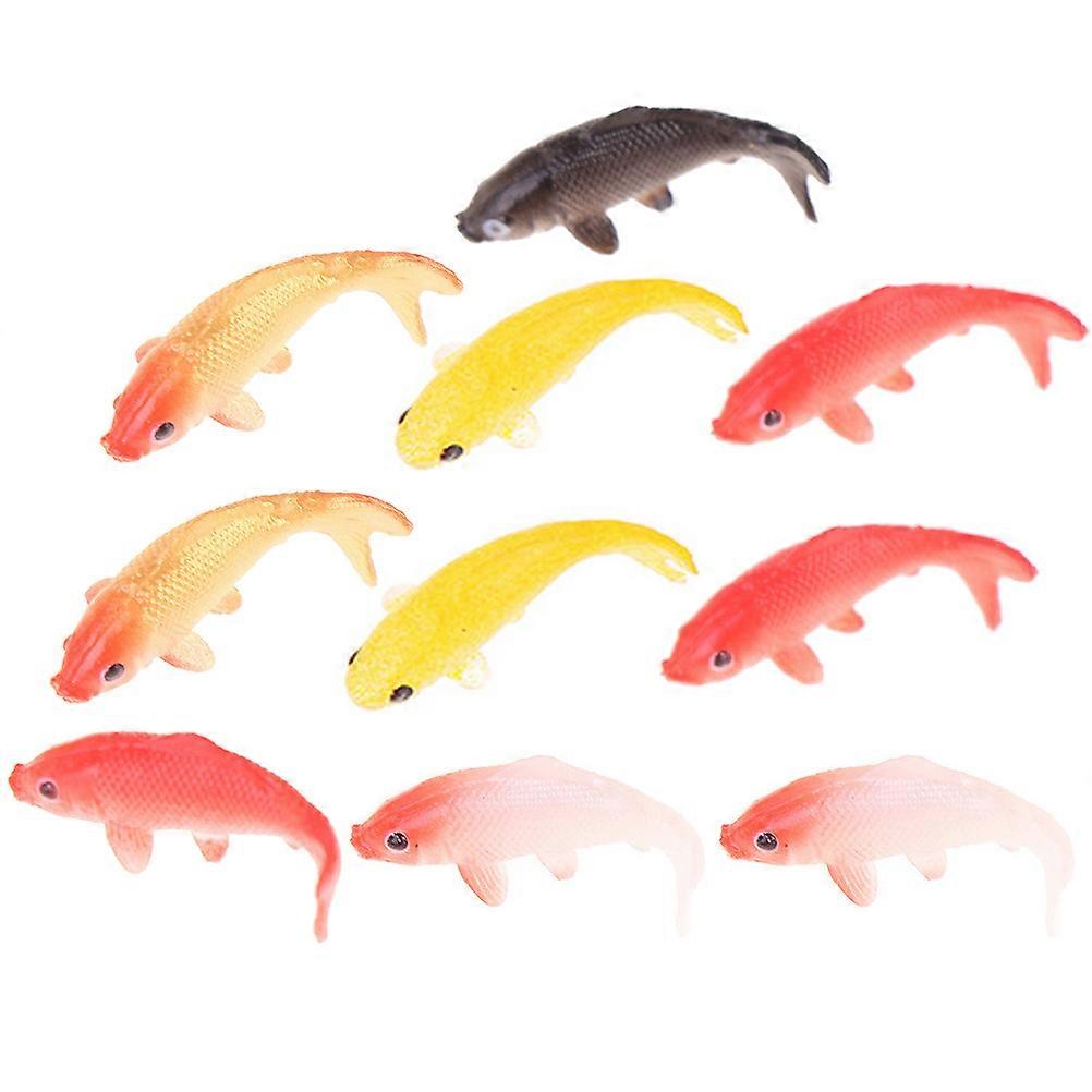 10pcs Mini Simulation Fancy Carp Models Colorful Mini Fake Fish Model Mixed Style